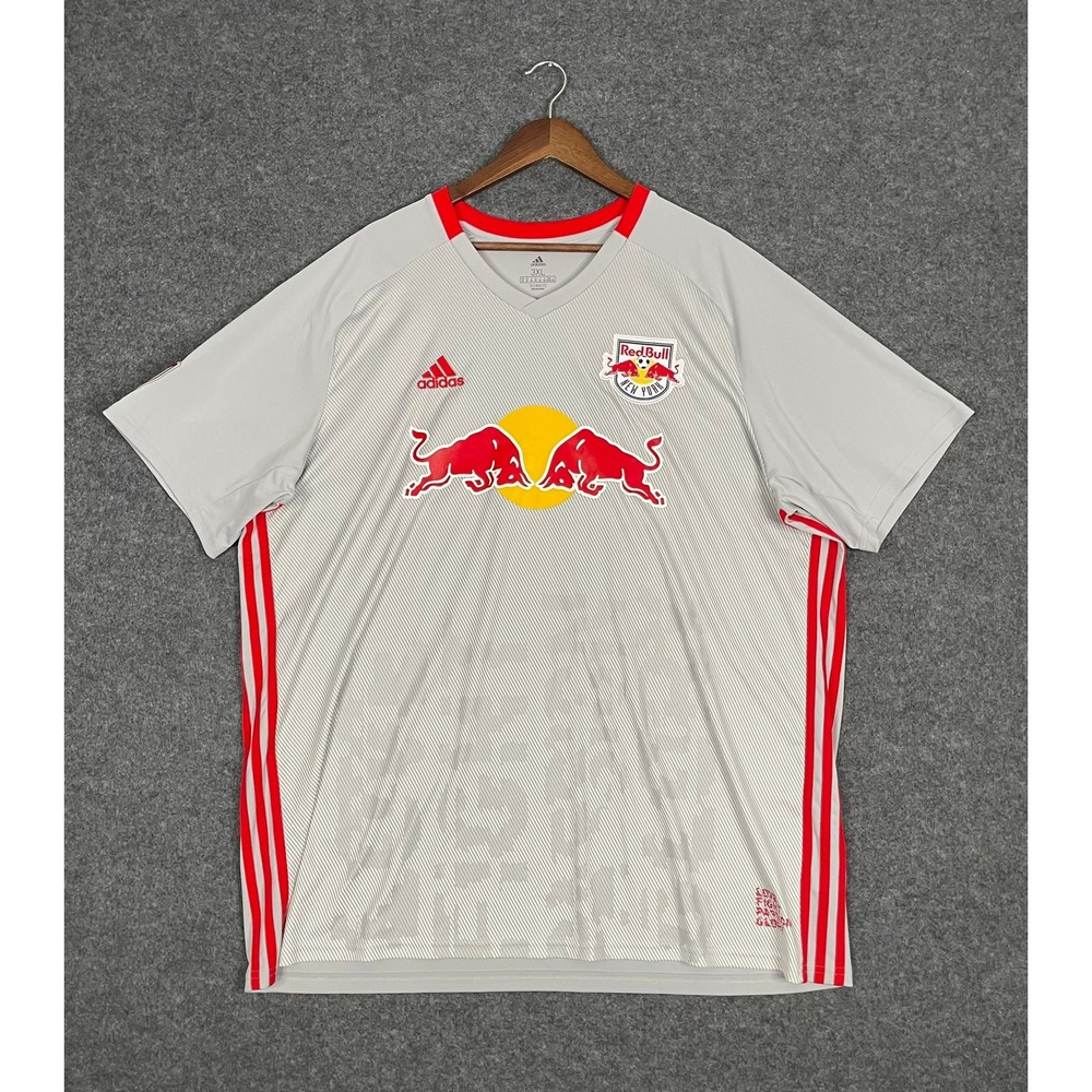 New York Red Bulls Adidas Soccer Jersey Mens 3XL Gray Custom Pride Rainbow